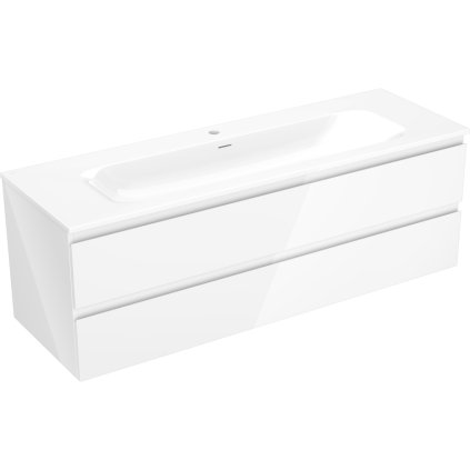 Mexen Orio, koupelnová skříňka 140 cm s umyvadlem Vela, 2 zásuvky, bílá lesklá, 91A10-14047-2-BFF00-W23M00
