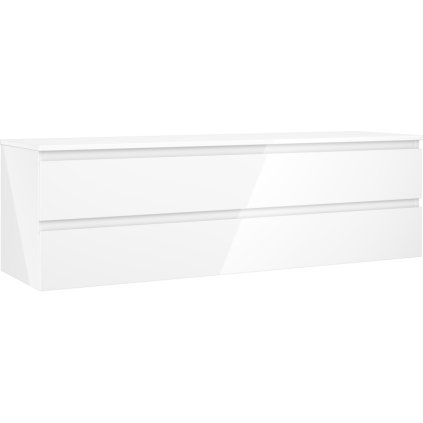Mexen Orio, koupelnová skříňka 160 cm s horní částí, 2 zásuvky, bílá lesklá, 91A10-16047-2-BFFC00