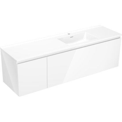 Mexen Orio, koupelnová skříňka 160 cm s pravým umyvadlem Otis, 1S, 1D, bílá lesklá, 91A13-16047-3-BBFF00-W18P00