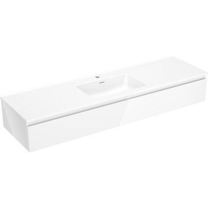 Mexen Orio, koupelnová skříňka 160 cm s umyvadlem Otis, 1 zásuvka, bílá lesklá, 91A10-16023-1-BF00-W18M00