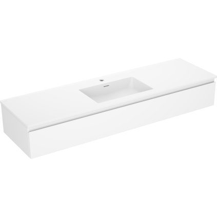 Mexen Orio, koupelnová skříňka 160 cm s umyvadlem Otis, 1 zásuvka, bílá matná, 91A10-16023-1-BF01-W18M01