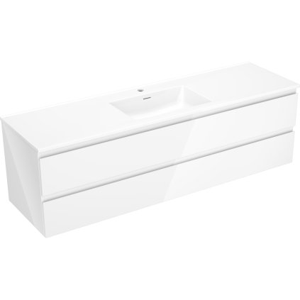Mexen Orio, koupelnová skříňka 160 cm s umyvadlem Otis, 2 zásuvky, bílá lesklá, 91A10-16047-2-BFF00-W18M00