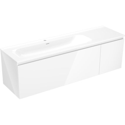 Mexen Orio, koupelnová skříňka 160 cm s umyvadlem Vela vlevo, 1S, 1D, bílá lesklá, 91A13-16047-3-BBFF00-W23L00