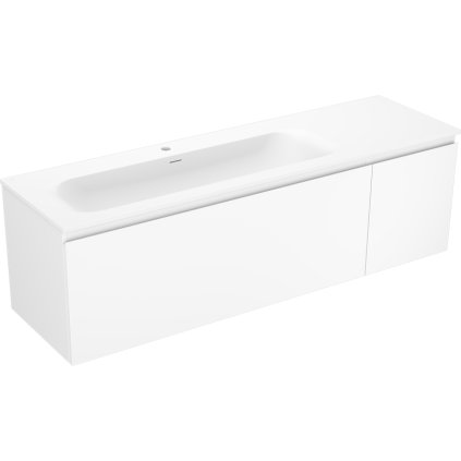 Mexen Orio, koupelnová skříňka 160 cm s umyvadlem Vela vlevo, 1S, 1D, bílá matná, 91A13-16047-3-BBFF01-W23L01