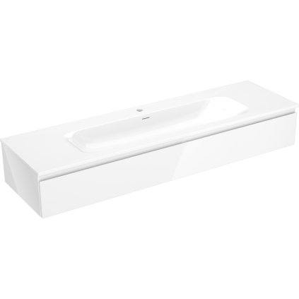 Mexen Orio, koupelnová skříňka 160 cm s umyvadlem Vela, 1 zásuvka, bílá lesklá, 91A10-16023-1-BF00-W23M00