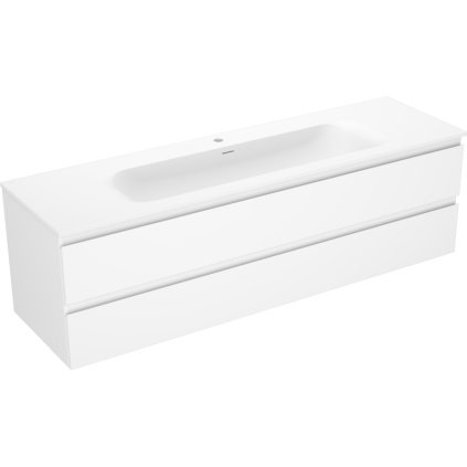 Mexen Orio, koupelnová skříňka 160 cm s umyvadlem Vela, 2 zásuvky, bílá matná, 91A10-16047-2-BFF01-W23M01