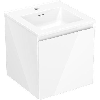 Mexen Orio, koupelnová skříňka 45 cm s umyvadlem Otis, 1 zásuvka, bílá lesklá, 91A10-04547-1-BF00-W18M00