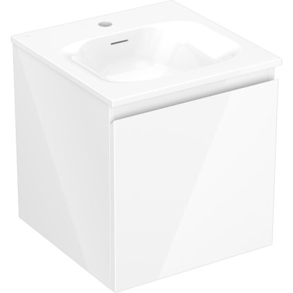 Mexen Orio, koupelnová skříňka 45 cm s umyvadlem Vela, 1 zásuvka, bílá lesklá, 91A10-04547-1-BF00-W23M00