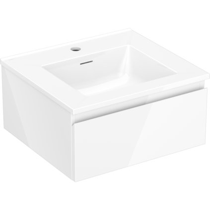 Mexen Orio, koupelnová skříňka 50 cm s umyvadlem Otis, 1 zásuvka, bílá lesklá, 91A10-05023-1-BF00-W18M00