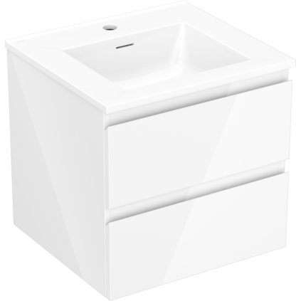 Mexen Orio, koupelnová skříňka 50 cm s umyvadlem Otis, 2 zásuvky, bílá lesklá, 91A10-05047-2-BFF00-W18M00