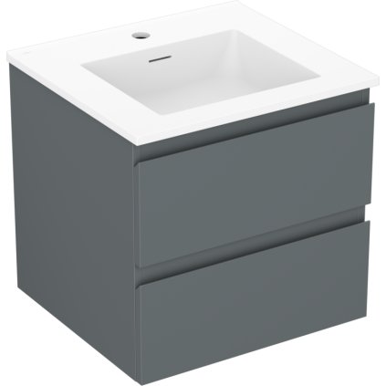 Mexen Orio, koupelnová skříňka 50 cm s umyvadlem Otis, 2 zásuvky, grafitová matná/bílá matná, 91A10-05047-2-BFF66-W18M01