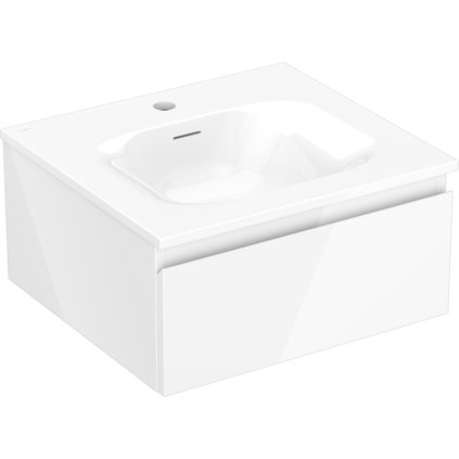Mexen Orio, koupelnová skříňka 50 cm s umyvadlem Vela, 1 zásuvka, bílá lesklá, 91A10-05023-1-BF00-W23M00