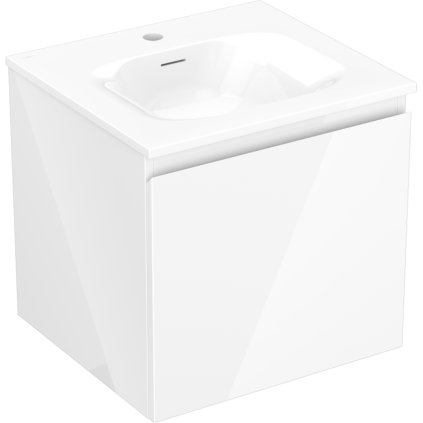 Mexen Orio, koupelnová skříňka 50 cm s umyvadlem Vela, 1 zásuvka, bílá lesklá, 91A10-05047-1-BF00-W23M00