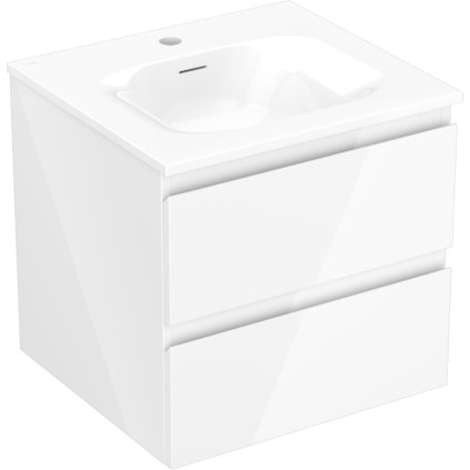 Mexen Orio, koupelnová skříňka 50 cm s umyvadlem Vela, 2 zásuvky, bílá lesklá, 91A10-05047-2-BFF00-W23M00