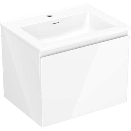 Mexen Orio, koupelnová skříňka 60 cm s umyvadlem Otis, 1 zásuvka, bílá lesklá, 91A10-06047-1-BF00-W18M00