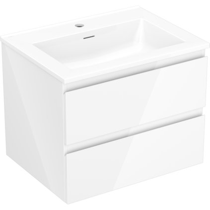 Mexen Orio, koupelnová skříňka 60 cm s umyvadlem Otis, 2 zásuvky, bílá lesklá, 91A10-06047-2-BFF00-W18M00