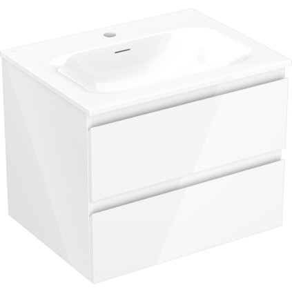 Mexen Orio, koupelnová skříňka 60 cm s umyvadlem Vela, 2 zásuvky, bílá lesklá, 91A10-06047-2-BFF00-W23M00