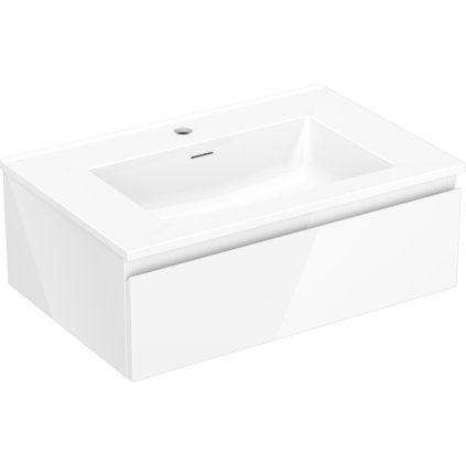 Mexen Orio, koupelnová skříňka 70 cm s umyvadlem Otis, 1 zásuvka, bílá lesklá, 91A10-07023-1-BF00-W18M00