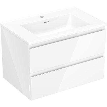Mexen Orio, koupelnová skříňka 70 cm s umyvadlem Otis, 2 zásuvky, bílá lesklá, 91A10-07047-2-BFF00-W18M00
