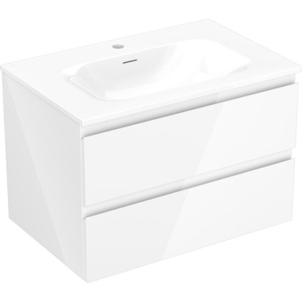 Mexen Orio, koupelnová skříňka 70 cm s umyvadlem Vela, 2 zásuvky, bílá lesklá, 91A10-07047-2-BFF00-W23M00