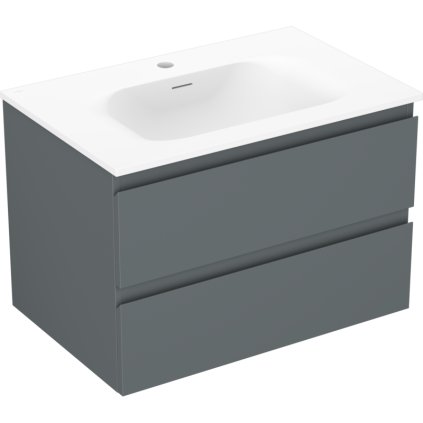 Mexen Orio, koupelnová skříňka 70 cm s umyvadlem Vela, 2 zásuvky, grafitová matná/bílá matná, 91A10-07047-2-BFF66-W23M01