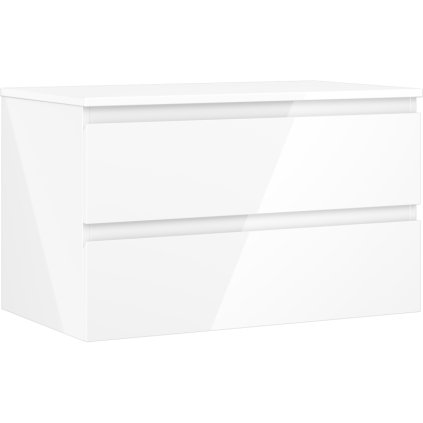 Mexen Orio, koupelnová skříňka 80 cm s horní částí, 2 zásuvky, bílá lesklá, 91A10-08047-2-BFFC00