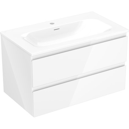 Mexen Orio, koupelnová skříňka 80 cm s umyvadlem Vela, 2 zásuvky, bílá lesklá, 91A10-08047-2-BFF00-W23M00