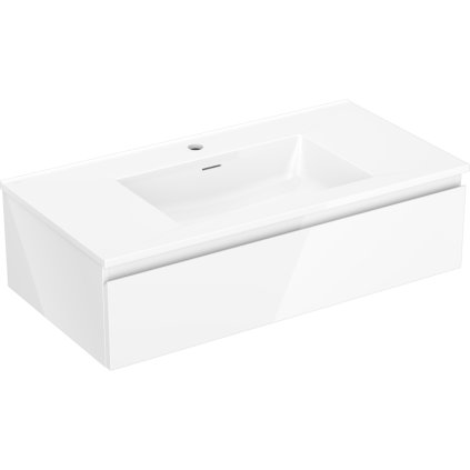 Mexen Orio, koupelnová skříňka 90 cm s umyvadlem Otis, 1 zásuvka, bílá lesklá, 91A10-09023-1-BF00-W18M00