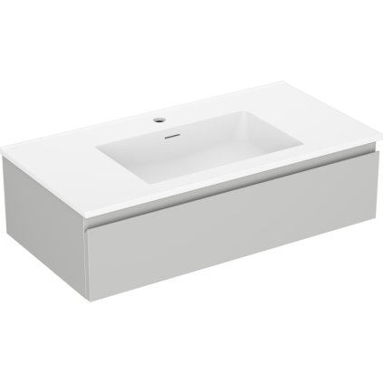 Mexen Orio, koupelnová skříňka 90 cm s umyvadlem Otis, 1 zásuvka, šedá matná/bílá matná, 91A10-09023-1-BF62-W18M01