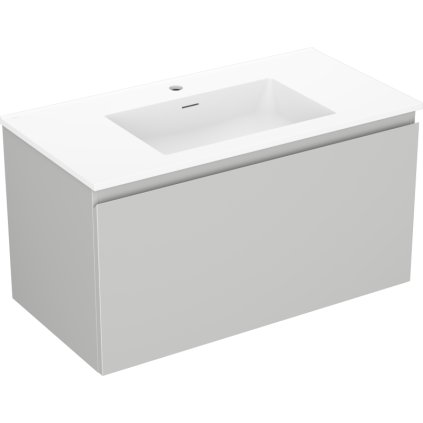 Mexen Orio, koupelnová skříňka 90 cm s umyvadlem Otis, 1 zásuvka, šedá matná/bílá matná, 91A10-09047-1-BF62-W18M01