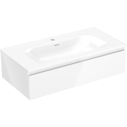 Mexen Orio, koupelnová skříňka 90 cm s umyvadlem Vela, 1 zásuvka, bílá lesklá, 91A10-09023-1-BF00-W23M00