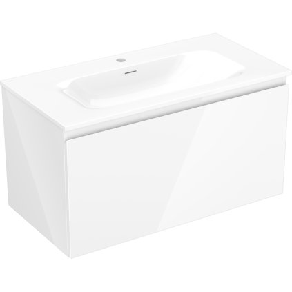 Mexen Orio, koupelnová skříňka 90 cm s umyvadlem Vela, 1 zásuvka, bílá lesklá, 91A10-09047-1-BF00-W23M00