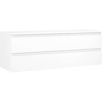 Mexen Orio, koupelnová skříňka pod umyvadlo 140 cm s horní částí, 2 zásuvky, bílá matná, 91A10-14047-2-BFFC01