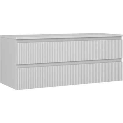 Mexen Rivel, koupelnová skříňka 120 cm s pracovní deskou, 2 zásuvky, drážkovaná, matná šedá, 91A20-12047-2-BFFC62