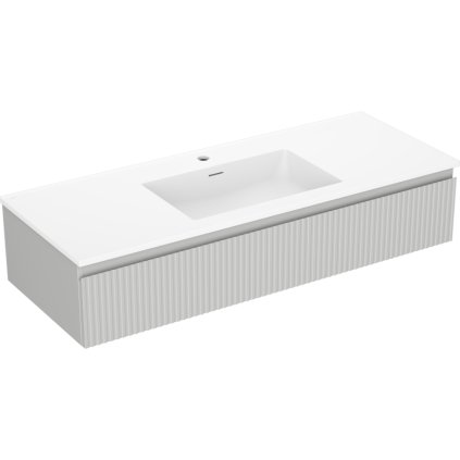 Mexen Rivel, koupelnová skříňka 120 cm s umyvadlem Otis, 1 zásuvka, drážkovaná, šedá matná/bílá, 91A20-12023-1-BF62-W18M01