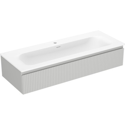 Mexen Rivel, koupelnová skříňka 120 cm s umyvadlem Vela, 1 zásuvka, drážkovaná, šedá matná/bílá, 91A20-12023-1-BF62-W23M01