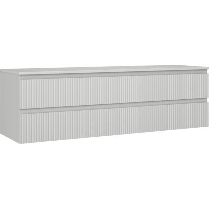 Mexen Rivel, koupelnová skříňka 160 cm s pracovní deskou, 2 zásuvky, drážkovaná, matná šedá, 91A20-16047-2-BFFC62