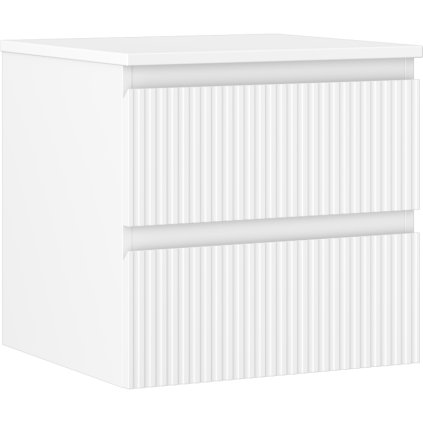 Mexen Rivel, koupelnová skříňka 50 cm s pracovní deskou, 2 zásuvky, drážkovaná, bílá matná, 91A20-05047-2-BFFC01