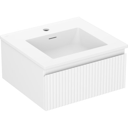 Mexen Rivel, koupelnová skříňka 50 cm s umyvadlem Otis, 1 zásuvka, drážkovaná, bílá matná, 91A20-05023-1-BF01-W18M01