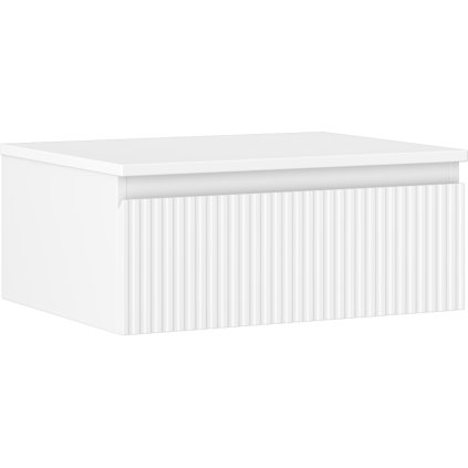 Mexen Rivel, koupelnová skříňka 60 cm s pracovní deskou, 1 zásuvka, drážkovaná, bílá matná, 91A20-06023-1-BFC01