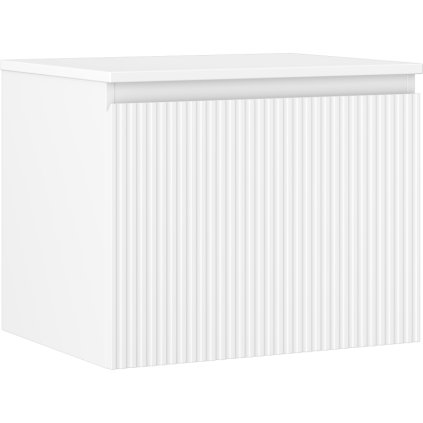 Mexen Rivel, koupelnová skříňka 60 cm s pracovní deskou, 1 zásuvka, drážkovaná, bílá matná, 91A20-06047-1-BFC01