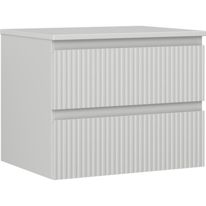 Mexen Rivel, koupelnová skříňka 60 cm s pracovní deskou, 2 zásuvky, drážkovaná, matná šedá, 91A20-06047-2-BFFC62