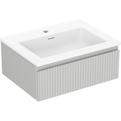 Mexen Rivel, koupelnová skříňka 60 cm s umyvadlem Otis, 1 zásuvka, drážkovaná, šedá matná/bílá, 91A20-06023-1-BF62-W18M01