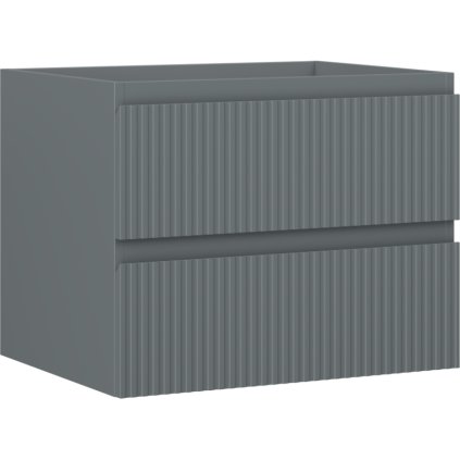 Mexen Rivel, koupelnová skříňka 60 cm, 2 zásuvky, drážkovaná, grafitová matná, 91A20-06047-2-BFF66