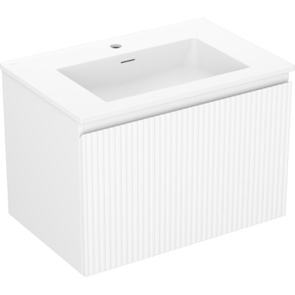 Mexen Rivel, koupelnová skříňka 70 cm s umyvadlem Otis, 1 zásuvka, drážkovaná, bílá matná, 91A20-07047-1-BF01-W18M01