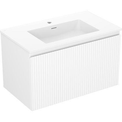 Mexen Rivel, koupelnová skříňka 80 cm s umyvadlem Otis, 1 zásuvka, drážkovaná, bílá matná, 91A20-08047-1-BF01-W18M01