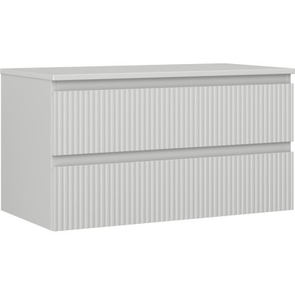 Mexen Rivel, koupelnová skříňka 90 cm s pracovní deskou, 2 zásuvky, drážkovaná, matná šedá, 91A20-09047-2-BFFC62