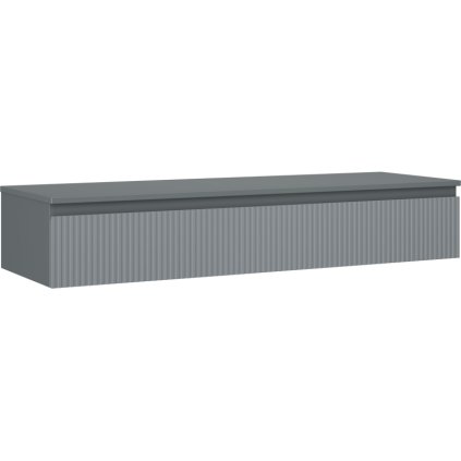 Mexen Rivel, koupelnová skříňka pod umyvadlo 140 cm s horní deskou, 1 zásuvka, drážkovaná, grafit matná - 91A20-14023-1-BFC66