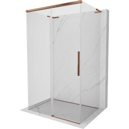 Mexen Rox-3SL, 3-stěnný výsuvný sprchový kout 145 x 100 cm, 8mm čiré sklo, růžové zlato profil, 8C2L-145-100-60-00-3S