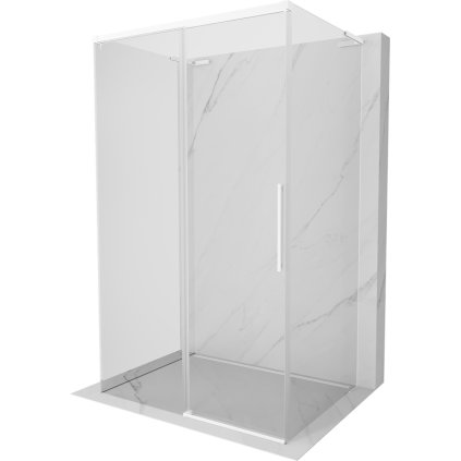 Mexen Rox-3SL, 3-stěnný výsuvný sprchový kout 145 x 80 cm, 8mm čiré sklo, bílý profil, 8C2L-145-080-20-00-3S